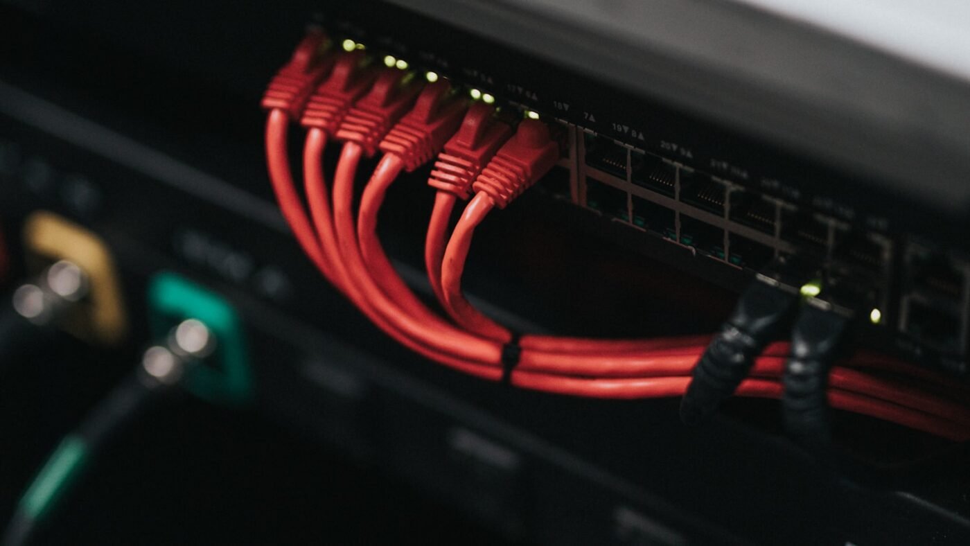Clean network rack with professional cable management